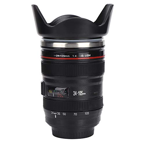 Taza de café de acero inoxidable con lente de cámara, taza de café con tapa retráctil, perfecta para los amantes de los fotógrafos, fiestas, cumpleaños, personalización, recompensas escolares, lente