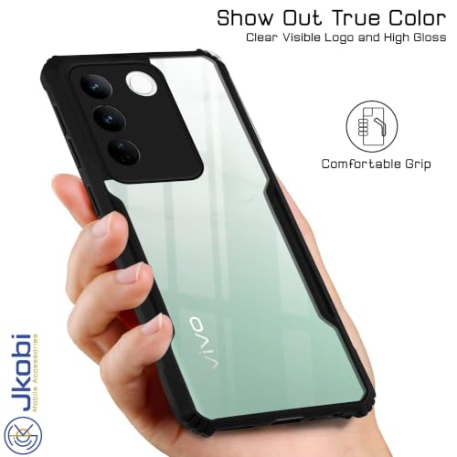 Image of Jkobi Hybrid Back Cover Case for Vivo V27 | Vivo V27 Pro (Shockproof with Polycarbonate Clear Panel | Professional Black)