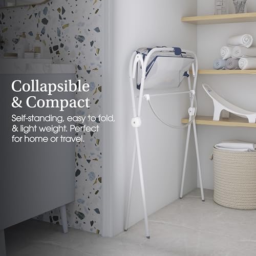 Evolur Supple Baby Spa Set with Infant Bathtub, Hammock Support Seat & Metal Frame, Newborn Tub for 0–12 Months, Complete Baby Care Essentials Gift Set for New Parents, Navy Blue by Evolur - Used condition - Image 6