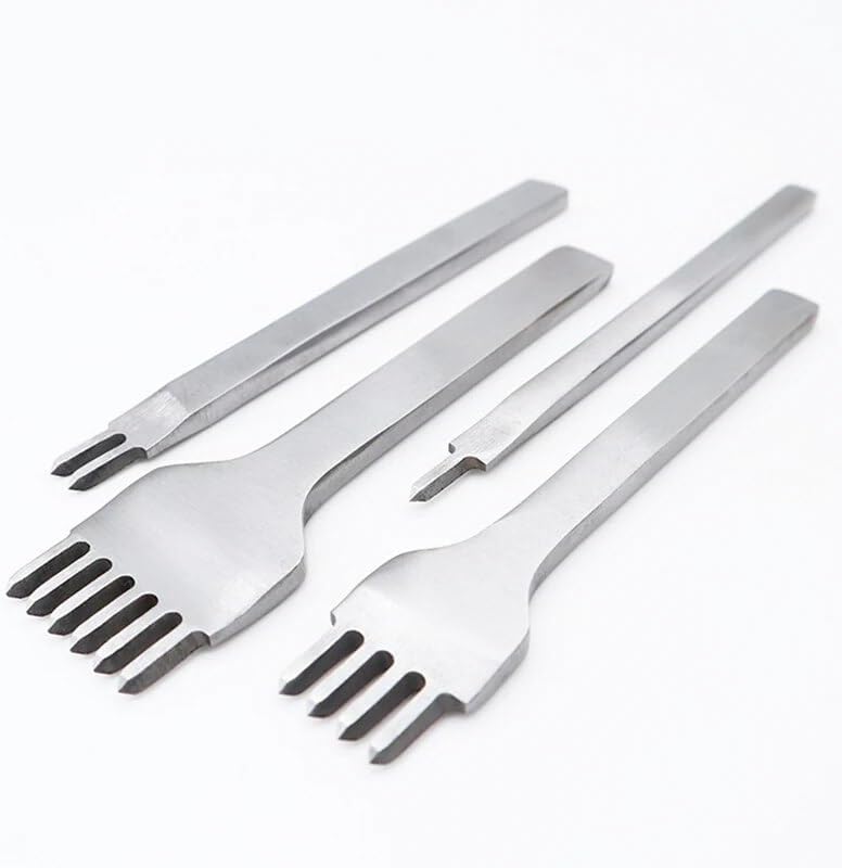 Betim 3/4/5/6mm Leather Chisel Hole Punch Stitching Tool Diamond Pricking Iron Leather Craft Tool 3/4mm 1-2-4-6 teeth - (Color: 5mm 1set)