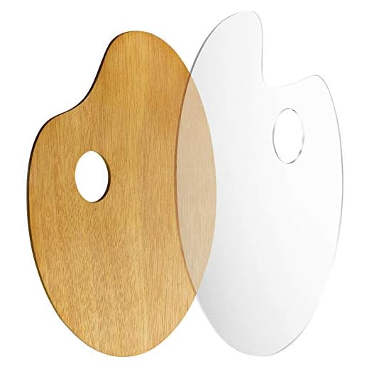 Winfred 2 Pcs Acrílico Transparente Paleta Pintura, 20x30cm Ovalada Paleta de Pintura al Óleo Antiadherente, Paleta de Pintura de Madera, para DIY Art Pintura Artesanal