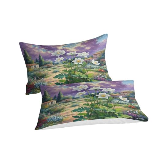 Housse de couette anémone 3D parure de lit microfibre douce fermeture éclair - 3