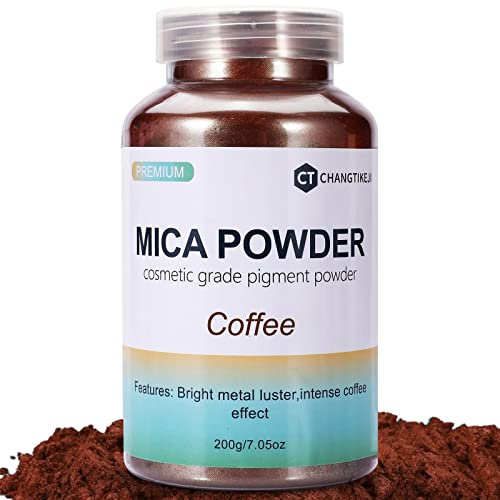 CHANGTIKEJI Mica Powder,7.05OZ(200g),Coffee Mica Powder Pigment for Epoxy Resin,Lip Gloss,Paint,Dye,Soap Making,Nail Polish,Candle Making,Bath Bombs(Coffee)