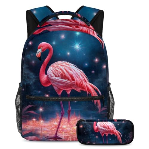 Sac à dos flamant rose grand volume pour ranger les grands cahiers sans abîmer les coins