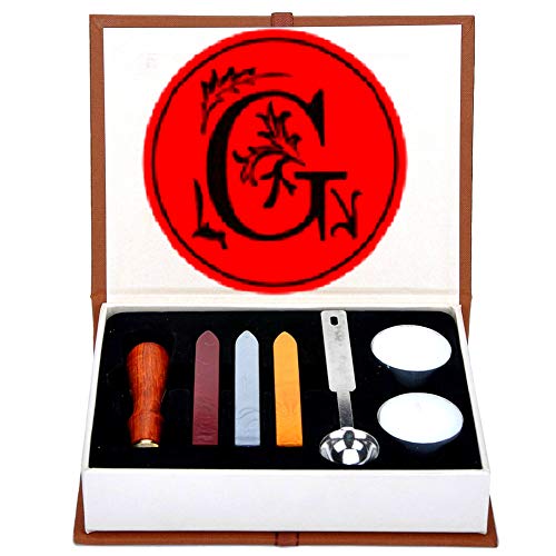 Letter G Wax Seal Stamp Set, ANBOSE Alphabet G Letters Wax Sealing Stamp Kit Including 1Pcs Wooden Handle Copper Seal