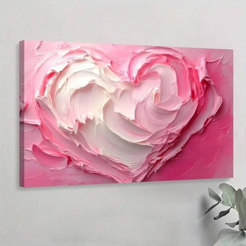 Toile murale cœur rose 50x70 cm XBTYKPB décoration sans cadre pour bureau et chambre