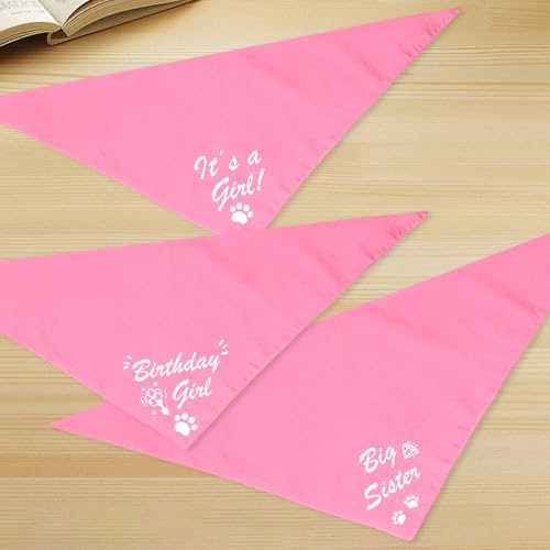 Agroon Blank Dog Bandanas Pink XLarge 1PCS, DIY Solid Cotton Triangle Scarf - 2