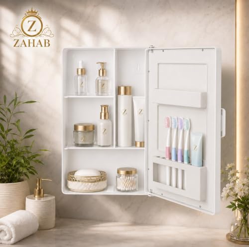 zahab Bathroom Cabinet with Mirror White - Image 4