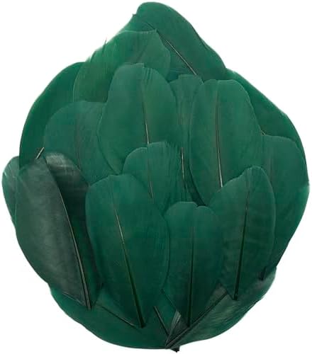 50 Pcs Dark Green Craft Feathers, Natural Assorted Colors Goose Feathers for Hats, 2-3 Inch Small Feathers for Crafts, DIY Christmas Hallowmas Thanksgiving Mask Centerpiece Feather