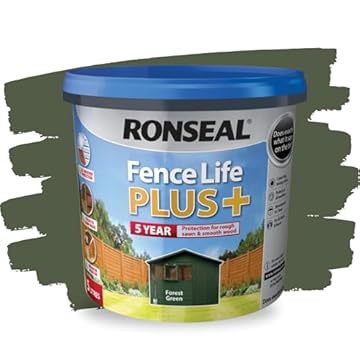 SAVING HUB Fence Paint 5L - Garden Shed Paint, Outdoor Furniture Paints - Exterior Wood Treatment - Used On Rough Swan & Smooth Planed Wood - Sheds & Fences Life Plus - Dry in 4 Hours (Forest Green)