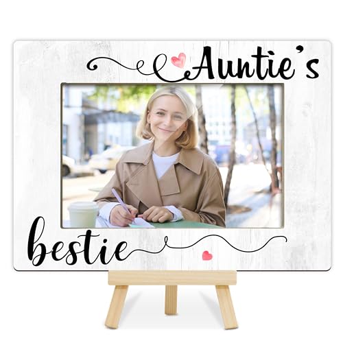 ZIIUFRN Aunties Bestie Picture Frame for Aunt Wood 4x6 Frame for Desk Display-A12