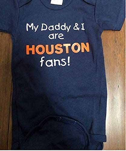Teesbytini Astros Baby Onesie ® My Daddy And I Are Houston Onesie ® Fans One Piece Infant Bodysuit thumb #2