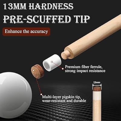lotmusic Advanced Pool Stick with Telescopic Cue Extension, Original Dyeing Brown Cue Sticks for Billiard Enthusiasts, 58'' Pool Cue Set with Accessories (Leatheret Carry Bag, Chalks, Gloves)