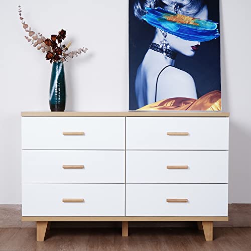 Henf Modern 6 Drawers Dresser, Elegant 6 Drawers Chest Dresser Storage Cabinet With Wood Handles And Foot, Chest Of Drawer Cabinet For Closet Bedroom, Living Room, Kids Room #TOP14