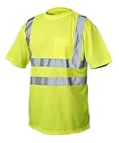 L&M Hi Vis T Shirt ANSI Class 3 Reflective Safety Lime Orange Short Long Sleeve HIGH VISIBILITY
