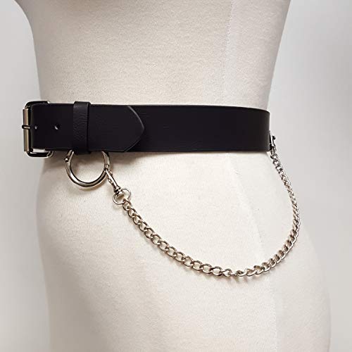 Vegan Plain Belt with Silver Wallet Chain3
