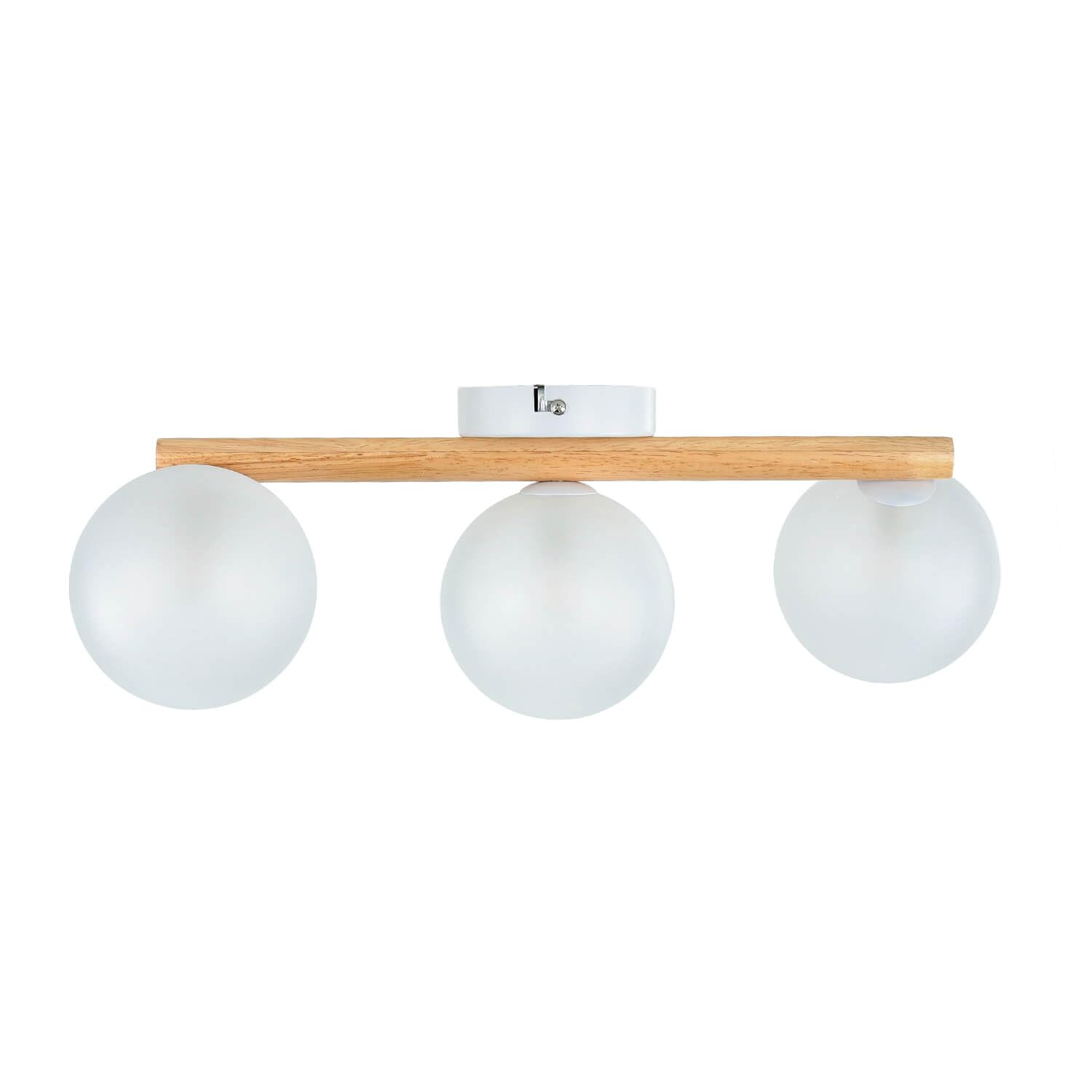Licht-Erlebnisse Plafón cristal madera metal 47 cm largo G9 en blanco claro 3 luces lámpara de techo moderna pantalla esférica salón cocina iluminación pasillo