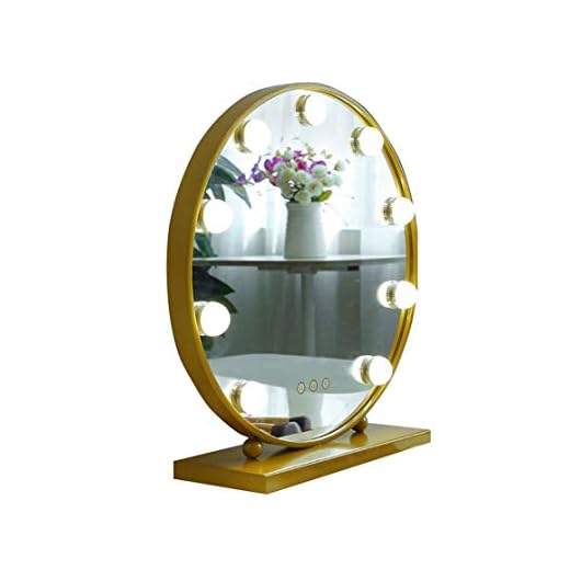 MGMDIAN LED runt sminkspegel med glödlampa desktop sminkspegel professionell HD fylla ljus skönhet levande ljus spegel (Size : Diameter 40cm)