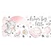 Cute Elephant Wall Decals Pink Moon Hot Air Balloon and Grey Stars Wall Stickers for Kids Nursery Bedroom Living Room