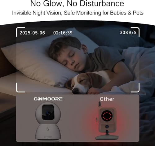 Image of 5G Security Camera Indoor 3-Pack, No-Monthly-Fee AI Tracking Facial Recognition, 3K Pet /Dog Camera with Speaker /Phone App, PTZ WiFi Baby Monitor Cameras for Home Security, 0-Glow Night Vision