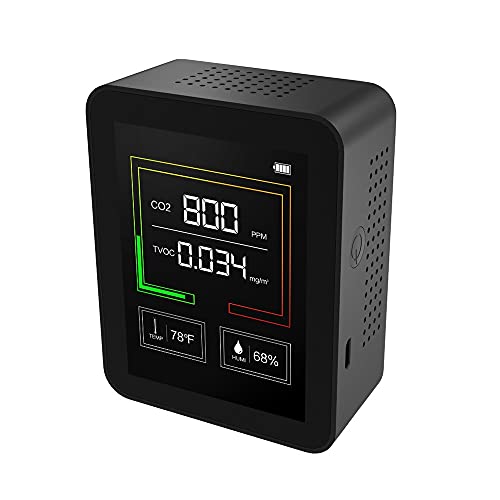 Detector de dióxido de carbono con alarma de humo inteligente wifi con pantalla de color interior CO2 Monitor de la temperatura de la calidad del aire portátil Detección de la humedad Sensor de seguri