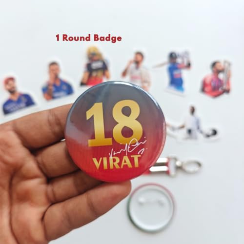 Image of TenorArts Gift Box Merchandise - 5x7 Inches Laminated Photo Frame,1 Keychain, 1 Badge, 4 4x6 inches Posters, Shapecut Stickers - 5 items in 1 Box | Perfect for Gifting Cricket Fans