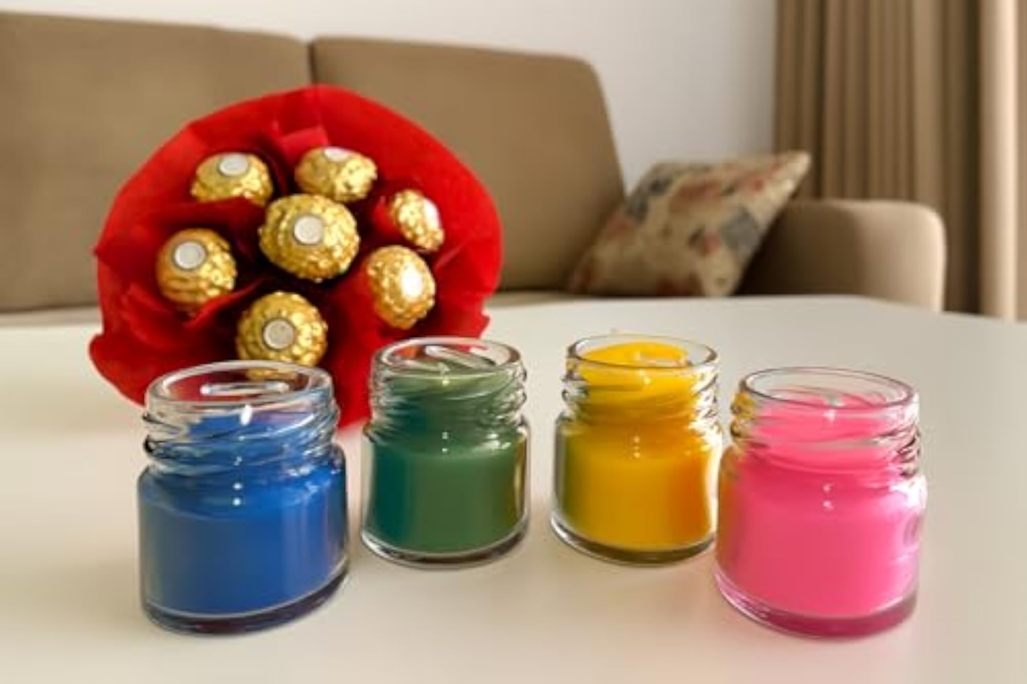 Mini Glass Jar Candles with Golden Lid, Set of 4