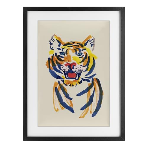 Aquarelle Tiger Roar sous verre 20x14 cm : habillez vos petits murs vides avec élégance