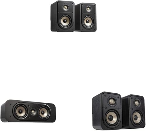 Polk Signature Elite ES15 - Altavoz para estantería (par, impresionante negro) y ture Elite ES30 altavoz de canal central, impresionante altavoz