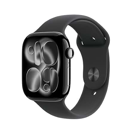 Apple Watch Series 11 GPS 46mm Jet Black Aluminium Case with Black Sport Band - M/L