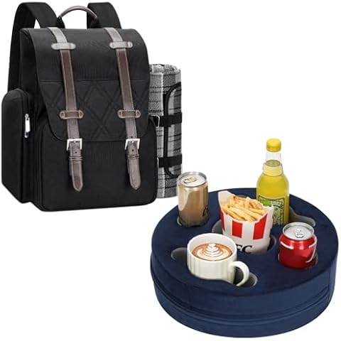 Picnic Backpack for 4 Person with Large Insulated Cooler Bag,Couch Cup Holder Pillow Cover