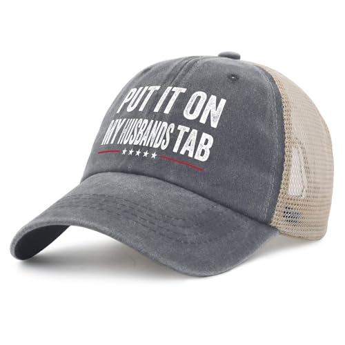 Image of Put It On My Husbands Tab Hat for Mens Funny Ball Cap Men AllBlack Ball Cap Vintage Unique Gifts for Cooks