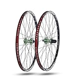 KLYso para 7-11 Speed Cassette Bike Wheelset ALU Alloy Dual Wall Rims Front and Rear Thru-Axle Wheels Sealed Bearing Disc Brake Hubs(Green,26in)