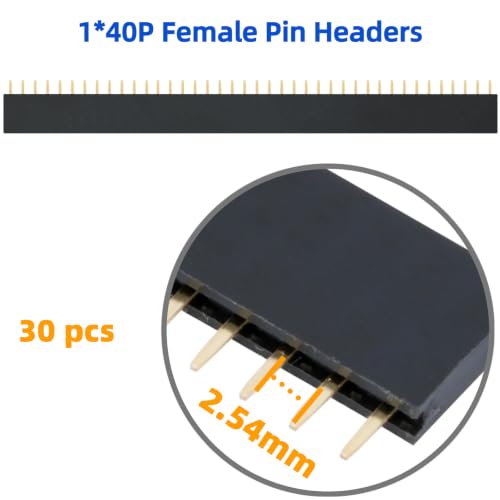 Image of 30 Pcs Female Header Pins 2.54 mm Pin Headers Connector for PCB Breadboard