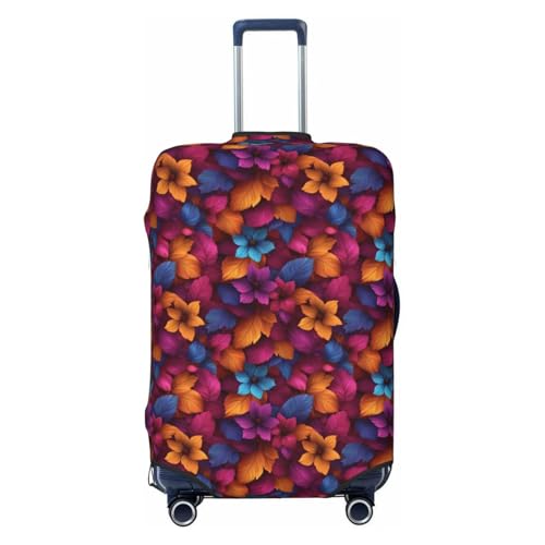Leaves And Flowers Dark Red Elastic Travel Luggage Covers Dustproof Scratch-Resistant Suitcase Protector Fit 22-24 Inch