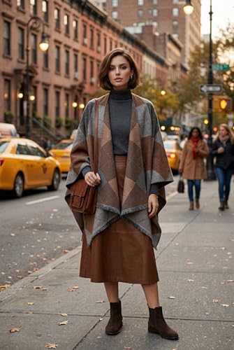 Image of Womens Rhinestones Open Front Poncho Shawl Wrap Cape Ruana Travel Blanket Cardigan