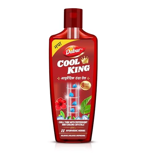 Image of Dabur Oil Ayurvedic Cool King Thanda Tel - 470ml | Power of 11 Ayurvedic Herbs | Relaxing & Refreshing Cooling Effect | Relieves Headache, Fatigue, Sleeplessness & Stress | Suitable for Men & Women
