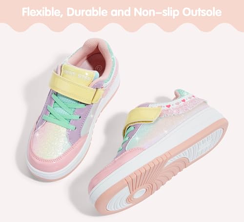 LUCKY STEP Kid's Glitter Fashion Sneakers Girls Sparkly Tennis School Slip On Shoes Walking Casual Party Dress Shoes for Toddler Children2
