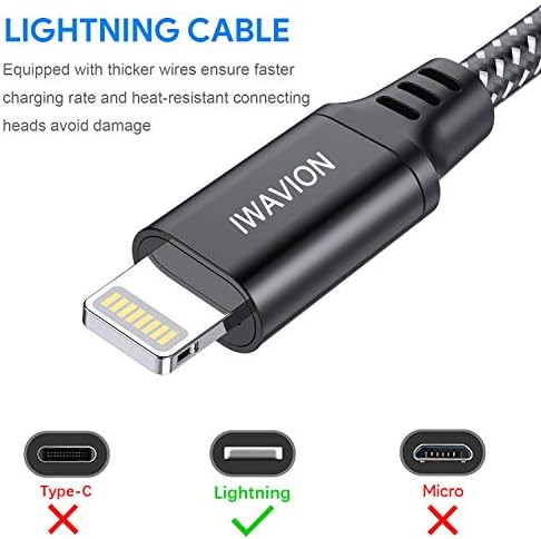 IWAVION iPhone Charger Cable, 4pack 3ft/1m Lightning Cable Nylon Braided MFi Certified iPhone Cable USB Sync Cord Fast iPhone Charging Cable for iPhone XS Max X XR 8 7 6s 6, iPad Mini/Air, iPod