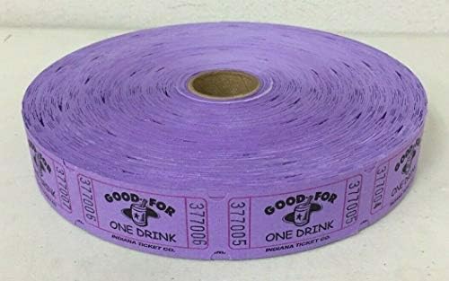 Purple Good for One Drink Single Stub Raffle Tickets Roll of 2000