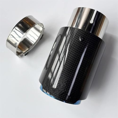 Tubo de escape de carbono azul brillante y silenciador inoxidable universal para coches 3