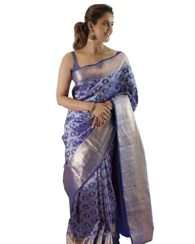 Image of Sugathari Women's Maroon Banarasi Kanchipuram Art Silk Saree for Women - Traditional Wedding & Party Saree with Blouse Piece - Ethnic Indian Silk Saree for Bridal, Festive (KS-156)