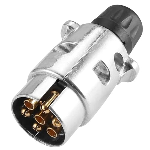 AGRISHOP Prise de Remorque Mâle 7 Broches Métal, Connecteur Electrique 7 Broches Etanche pour Remorque 12V