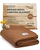 Woolly Mammoth Woolen Company Merino Wool Blanket - 80% Merino Wool - Camping Blankets for Cold Weather - Mositure-Wicking for Overlanding, Hunting, Emergency Kits, Bushcraft (66