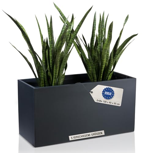 DECORAS Pflanztrog/Blumentrog (Anthrazit-Matt) - Großer, robuster...