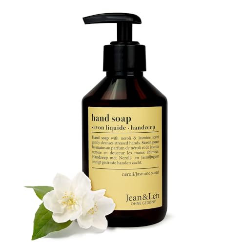 Jean & Len Savon Liquide pour les Mains Néroli et Jasmin, Nettoie et Nourrit les Mains en Douceur, en Flacon à Pompe, sans Parabènes, Silicones et Microplastique, Végan, 250 ml