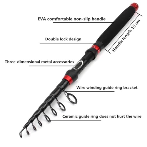 Image of Comfortable Extended Handle Carbon Short Section Contraction Road Sub Rod Fishing Gear Set Throw