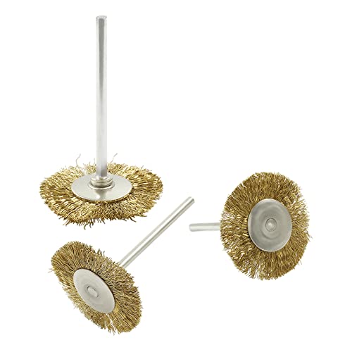 Image of 20Pcs Brass Wire Wheels T-Shape Wire Wheel Brushes with 3 /32 inch (2.35mm) Shank for Rotary Tool, Polish Cleaning Tool, 1 Inch Dia.