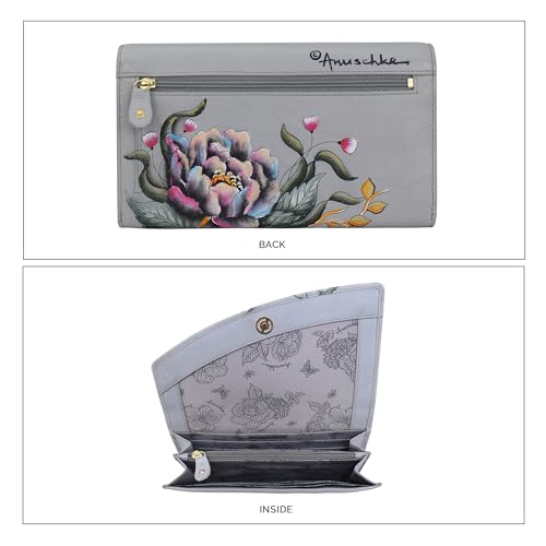 Image of Anuschka Women's Leather Wallet - Hand-Painted Genuine Leather Wallet with RFID Protection - 1174, Ethereal Garden