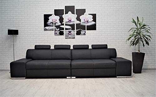 Quattro Meble Echtleder 4 Sitzer Sofa London 4z Breite 302cm mit Kopfstützen Ledersofa Echt Leder Couch große Farbauswahl !!!